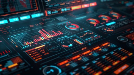 Obraz premium A computer monitor displays a number of graphs and charts