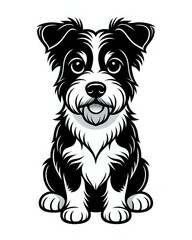 black and white illustration of dog