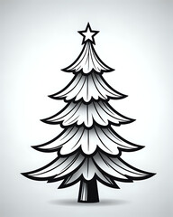 abstract christmas tree black and white illustration