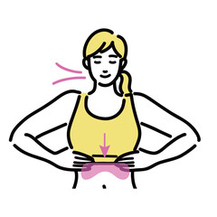 くびれ呼吸法で息を吸っている若い女性
