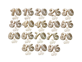 Percent off gold text discount sale vector element illustration text effect vector