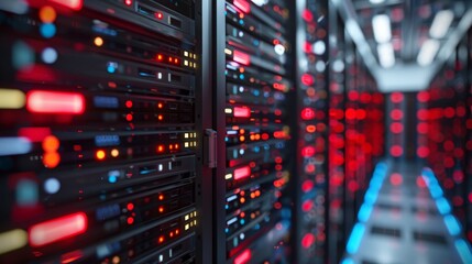 High-Tech Data Center with Interactive Network Visualization