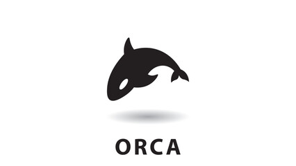 Orca logo vector illustration,orca silhouette logo, predator,aquatic animal.