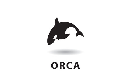 Orca logo vector illustration,orca silhouette logo, predator,aquatic animal.