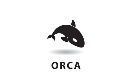 Orca logo vector illustration,orca silhouette logo, predator,aquatic animal.