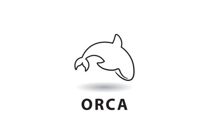 Orca logo vector illustration,orca silhouette logo, predator,aquatic animal.