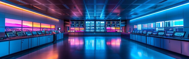 High-Tech Data Center with Interactive Network Visualization