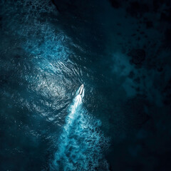Naklejka premium midnight in sea during summer birds eye view 