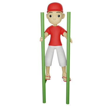 3D character, traditional Indonesian game with independence theme