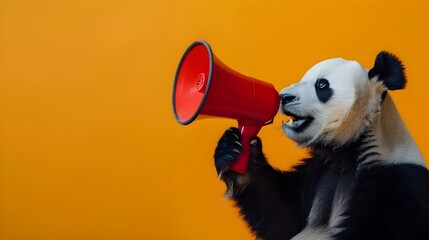 Fototapeta premium Panda with a Megaphone