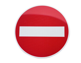 High-quality image of a circular red and white no entry road sign on a clear background, symbolizing restriction or prohibition.