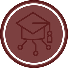 Digital Education Vector Line Double Circle Maroon