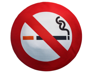 No smoking sign with a clear red circle and cigarette graphic, symbolizing prohibition in public areas for a healthier environment.