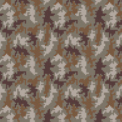 digital pixel camo military hunting pattern for fabric print and textile. seamless camouflage for garments, uniform, clothing, backgrounds and wallpapers.