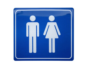 Blue restroom sign for men and women, symbolizing gender-neutral facilities, suitable for various public and private spaces.