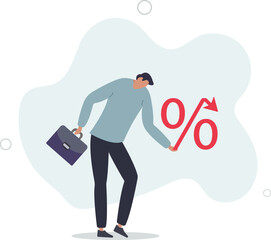 Inflation or interest rate falling down, decrease or reduction, profit fall in economic recession, stock market value loss.flat design.illustration with people.