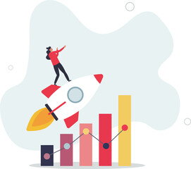 Business growth, investment profit increase, growing fast or improvement sales and revenue, progress or development concept.flat design.illustration with people.