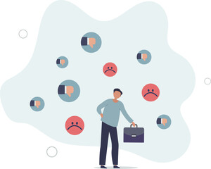 Response to negative feedback, dislike or bad customer review rating, handle complaint, business mistake or problem, satisfaction or angry opinion concept,flat design.illustration with people.