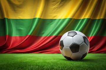 Fototapeta premium Lithuania flag with soccer ball. Football.