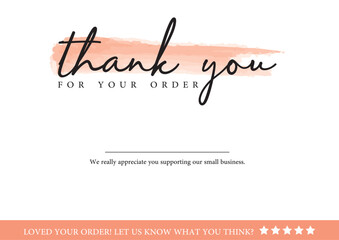 THANK YOU CARD DESIGN. Thank You For Your Order Card Design Template Vector. Thank you Compliment card  Suitable for all card sizes.