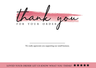THANK YOU CARD DESIGN. Thank You For Your Order Card Design Template Vector. Thank you Compliment card  Suitable for all card sizes.