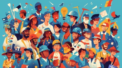 World labor day flat illustration