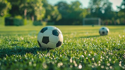 Classic Pattern Football on Green Grass