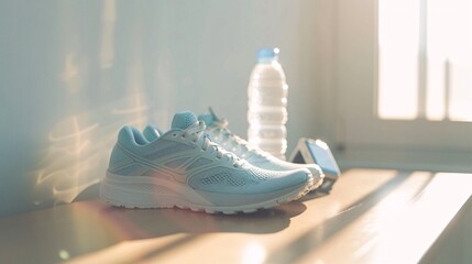 Fitness Shoes and Water Bottle Set for Exercise Sessions