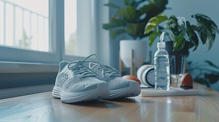Fitness Shoes and Water Bottle Set for Exercise Sessions