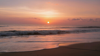 Sunset, sunrise over the sea horizon