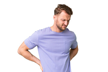 Fototapeta premium Young handsome caucasian man over isolated chroma key background suffering from backache for having made an effort