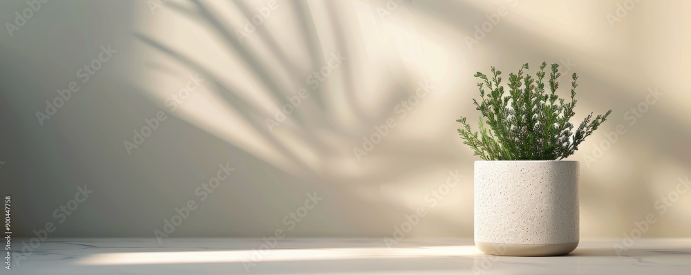 Canvas Prints White Flowers in a Pot on a Table