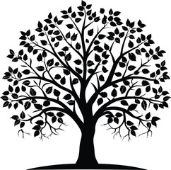 Black and white apple tree silhouette
