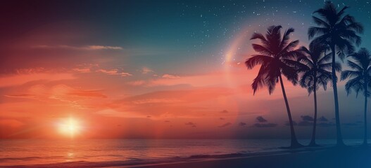 Obraz premium Palm Trees at Sunset