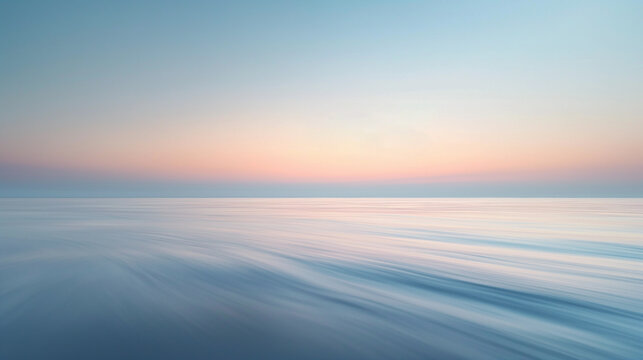 Water surface shot with long shutter speed clear sky horizon dawn horizon - Powered by Adobe