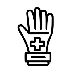 Obraz premium Medical glove icon with cross symbol 
