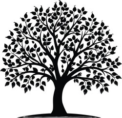 Obraz premium Black and white apple tree silhouette