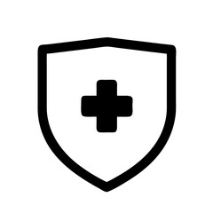 Obraz premium Health Insurance Concept Shield Icon in Monochrome Style 