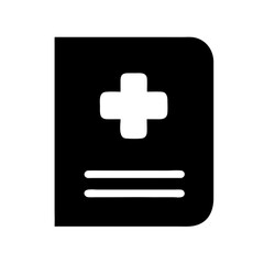 Obraz premium Medical Journal Icon with Cross Symbol on White Background 