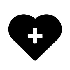 Obraz premium Black Heart with Plus Sign Icon on White Background