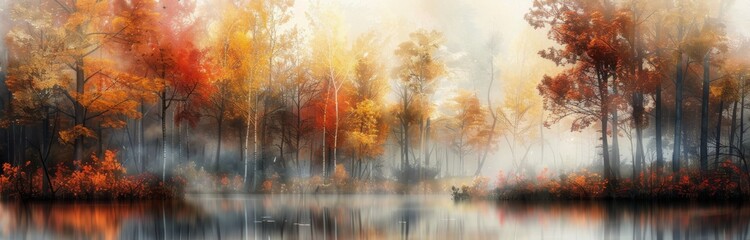 Fototapeta premium Autumn Fog in the Forest