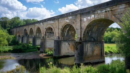Fototapeta premium Wide view of a historic bridge. 