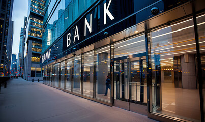 Modern Bank Building Entrance