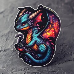 Cute Dragon with Galaxy Wings Holding a Bow and Arrow