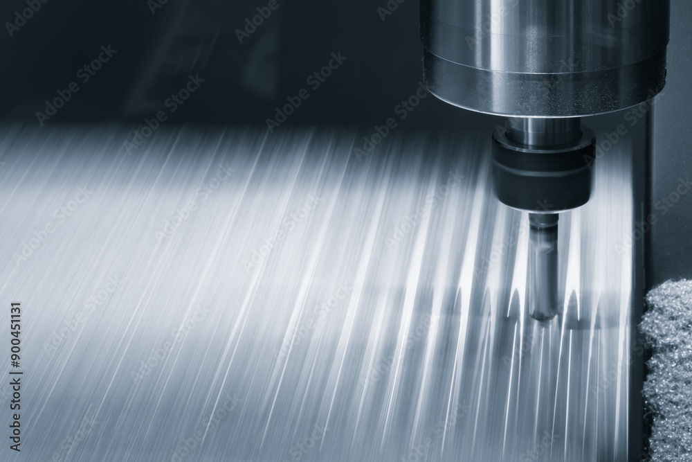 Aufkleber CNC machine with drill milling cutter is shown on black background. Concept of precision and focus as the machine is designed to create precise metal parts. ndustrial background concept