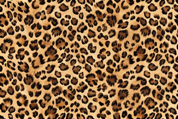 Warm beige background features a seamless repeating pattern of black and brown leopard spots, creating a natural and earthy texture with organic style.
