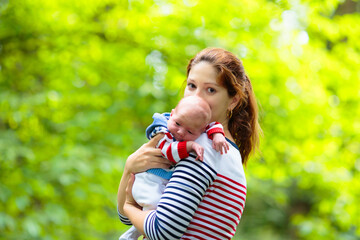 Mother and baby in a park