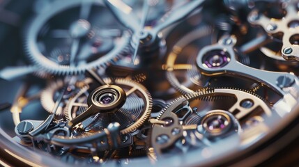 Macro shot of an intricate watch mechanism.