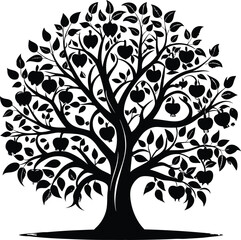 Obraz premium Black and white apple tree silhouette