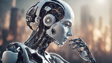 Fototapeta premium advanced artificial intelligence for the future rise in technological singularity using deep learning algorithms. Generative AI.